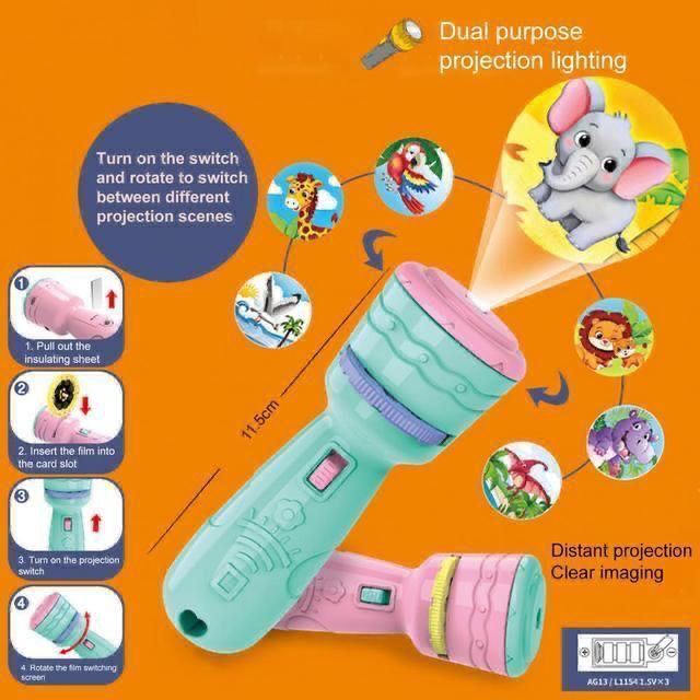 Midea Hub™ Projection Kids Flash Light – Fun Learning Toy with 3 Cards